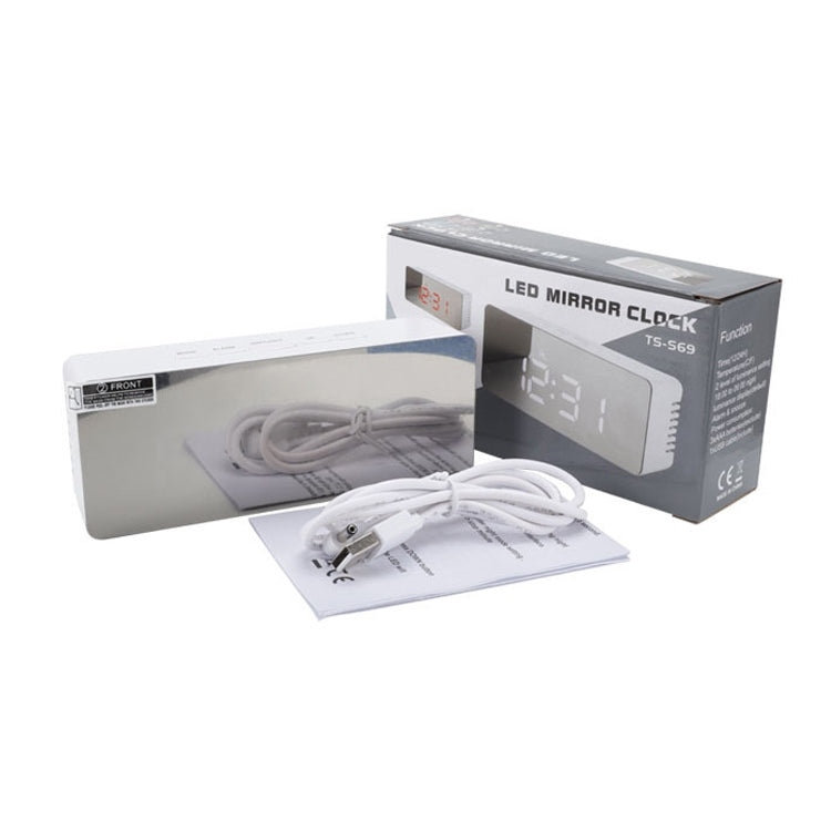 TS-S69-R ساعة منبه LED متعددة الوظائف تعمل بالبطارية/الشحن بالقابس، ساعة مرآة مكياج ثنائية الاستخدام، TS-S69-G، TS-S69-HW