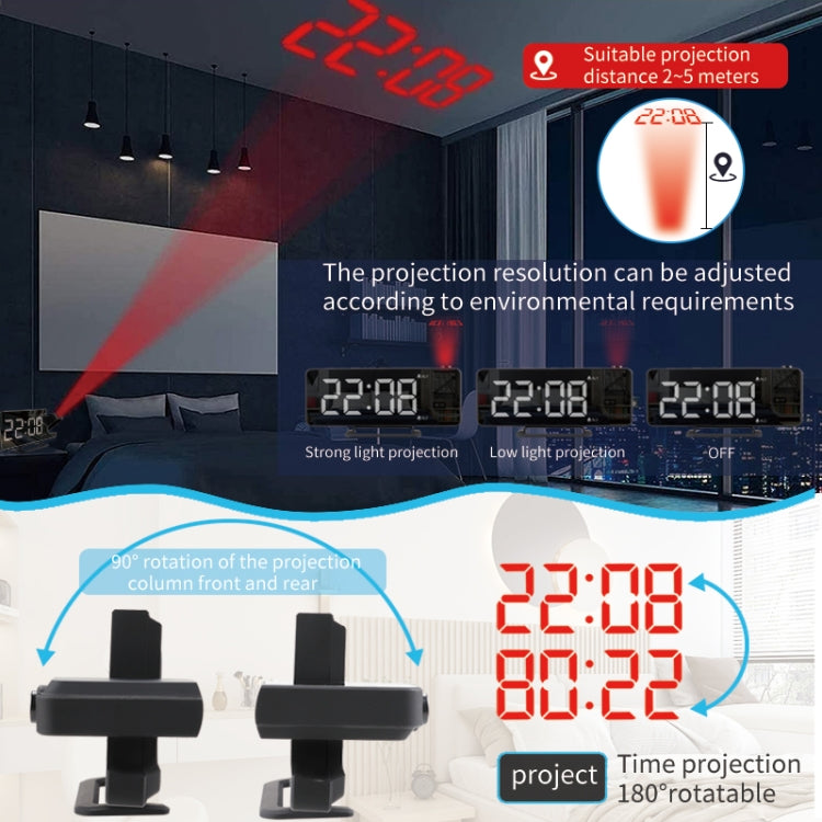 ساعة منبه رقمية TS-9210 مزودة بمرآة عرض وعرض للوقت، TS-9210