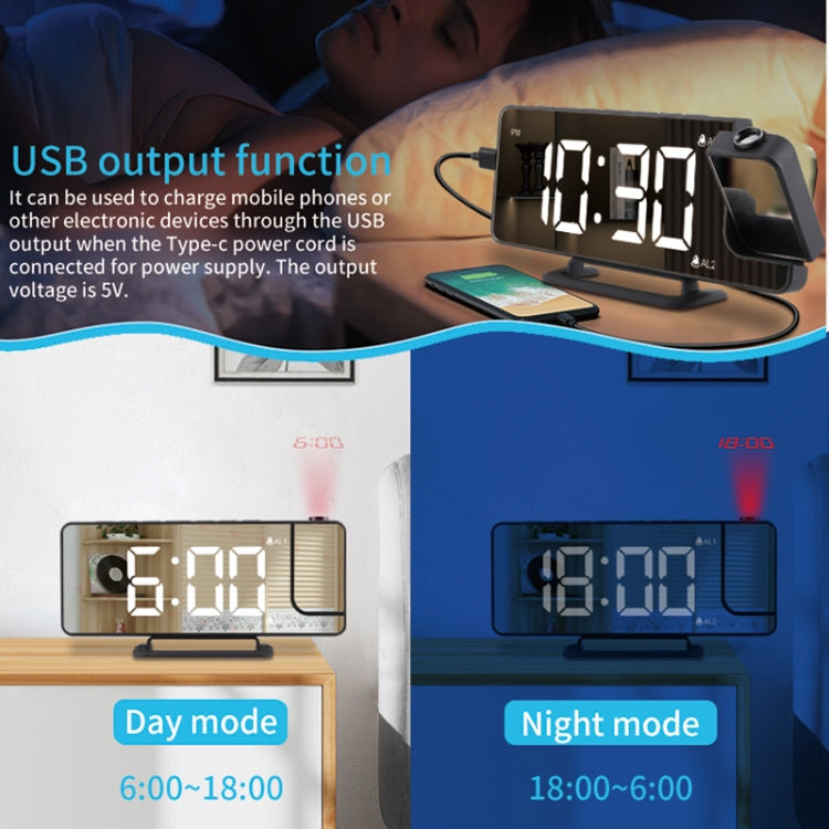 ساعة منبه رقمية TS-9210 مزودة بمرآة عرض وعرض للوقت، TS-9210