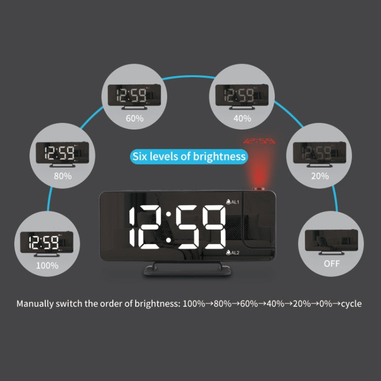 ساعة منبه رقمية TS-9210 مزودة بمرآة عرض وعرض للوقت، TS-9210