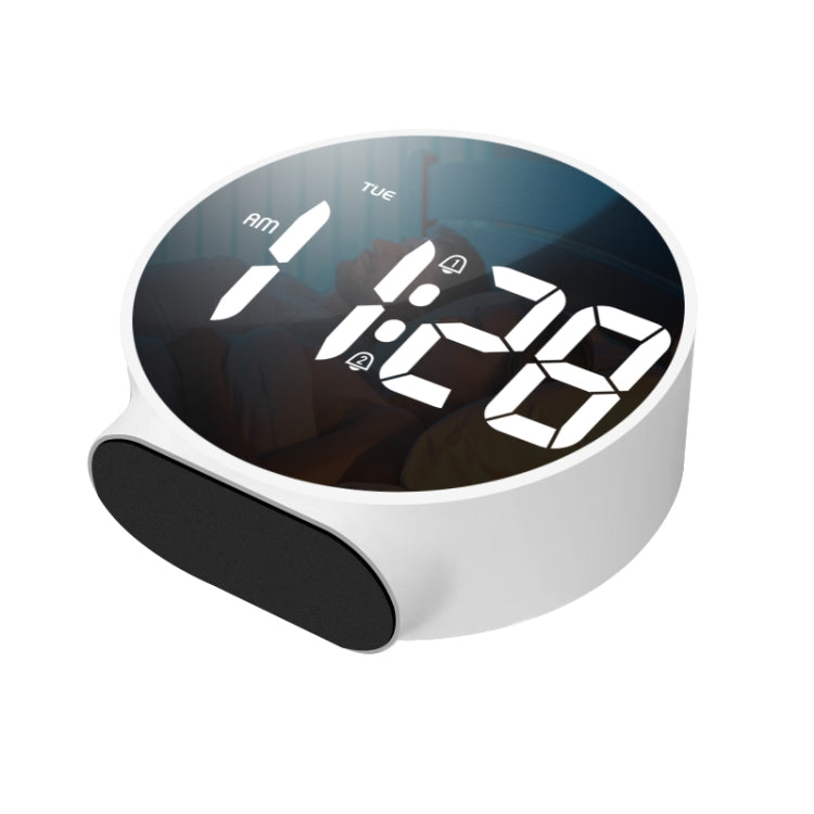 ساعة منبه دائرية مزدوجة الاستخدام بمرآة LED 8816، 8816 (أسود)، 8816 (أبيض)
