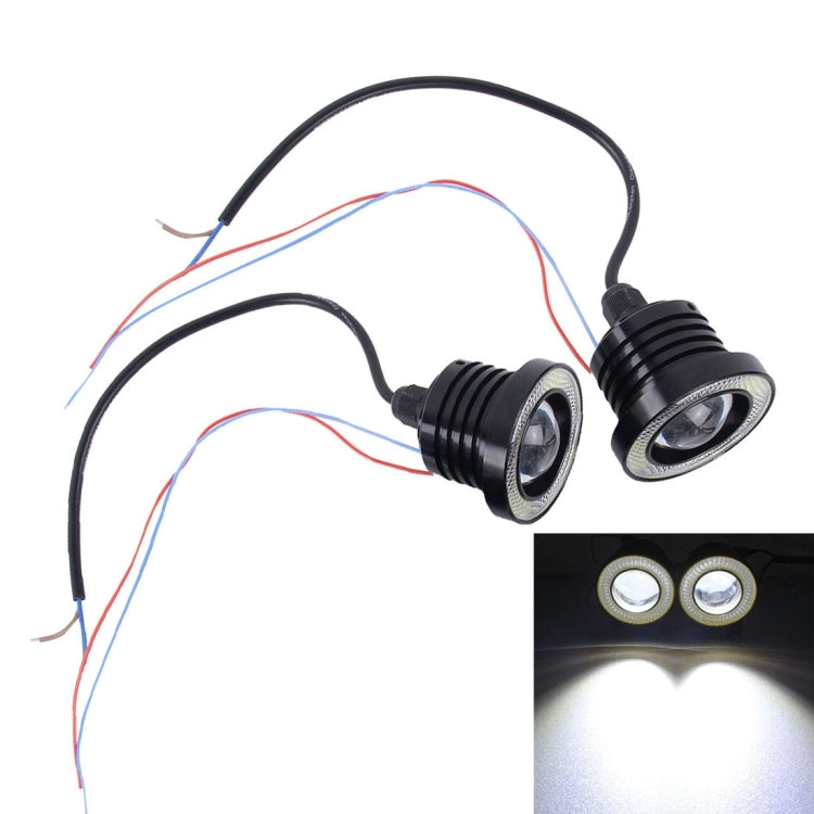 2 PCS 2.5 inch DC12-24V 10W 900LM 6500K Car Angel Eyes Fog Lamp Foglight, Cable Length: 20cm(White Light + White Light), 2.5 inch 10W 900LM/6500K White+White