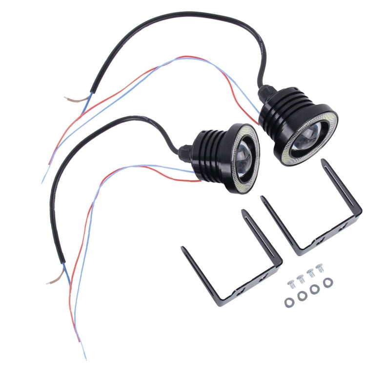 2 PCS 2.5 inch DC12-24V 10W 900LM 6500K Car Angel Eyes Fog Lamp Foglight, Cable Length: 20cm(White Light + White Light), 2.5 inch 10W 900LM/6500K White+White