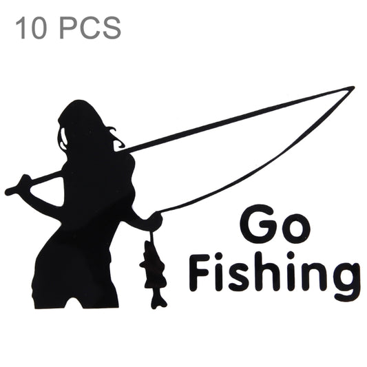 10 PCS Beauty Go Fishing Styling Reflective Car Sticker, Size: 14cm x 8.5cm, Fishing Styling 2
