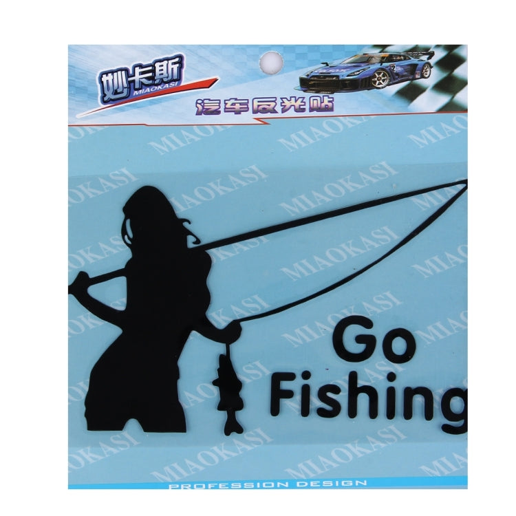 10 PCS Beauty Go Fishing Styling Reflective Car Sticker, Size: 14cm x 8.5cm, Fishing Styling 2
