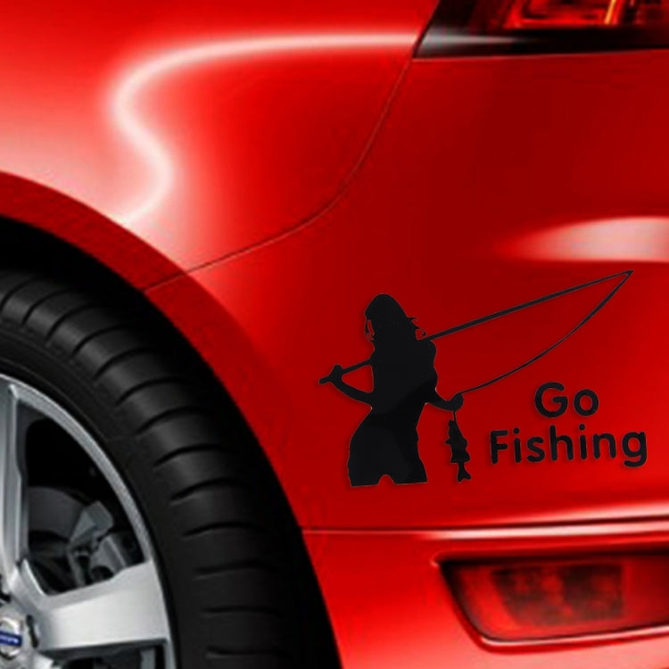10 PCS Beauty Go Fishing Styling Reflective Car Sticker, Size: 14cm x 8.5cm, Fishing Styling 2