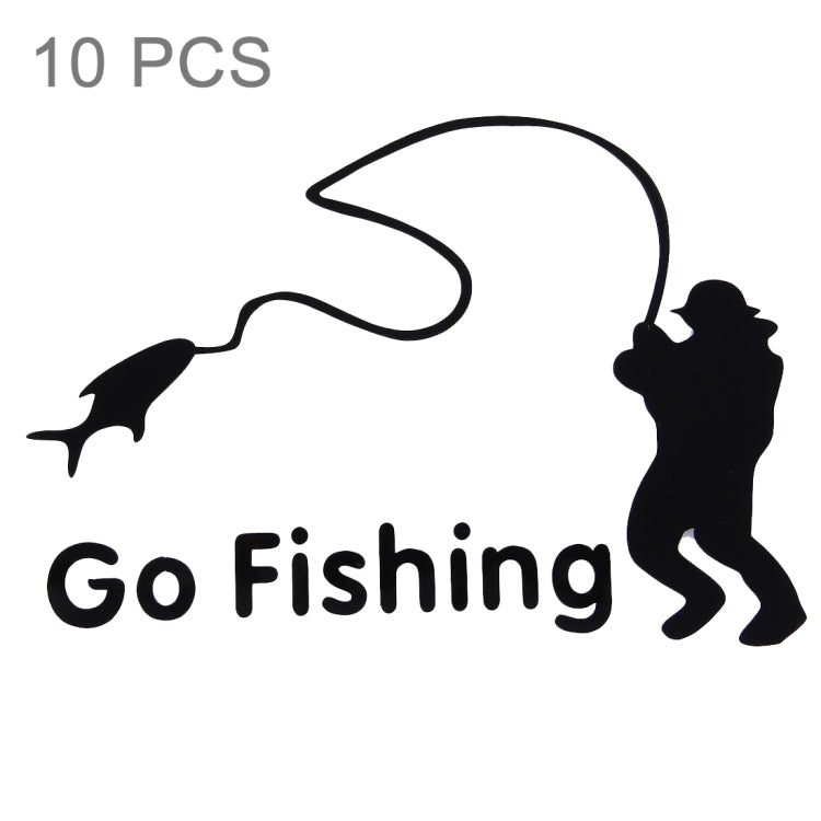 10 PCS Go Fishing Styling Reflective Car Sticker, Size: 14cm x 9.5cm, Fishing Styling 1