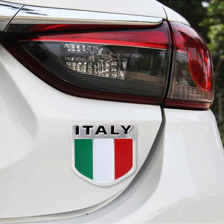 Shield Shape Metal Car Badge Decorative Sticker, Size: Small, French Flag, Italy Flag 2, Italy Flag 1