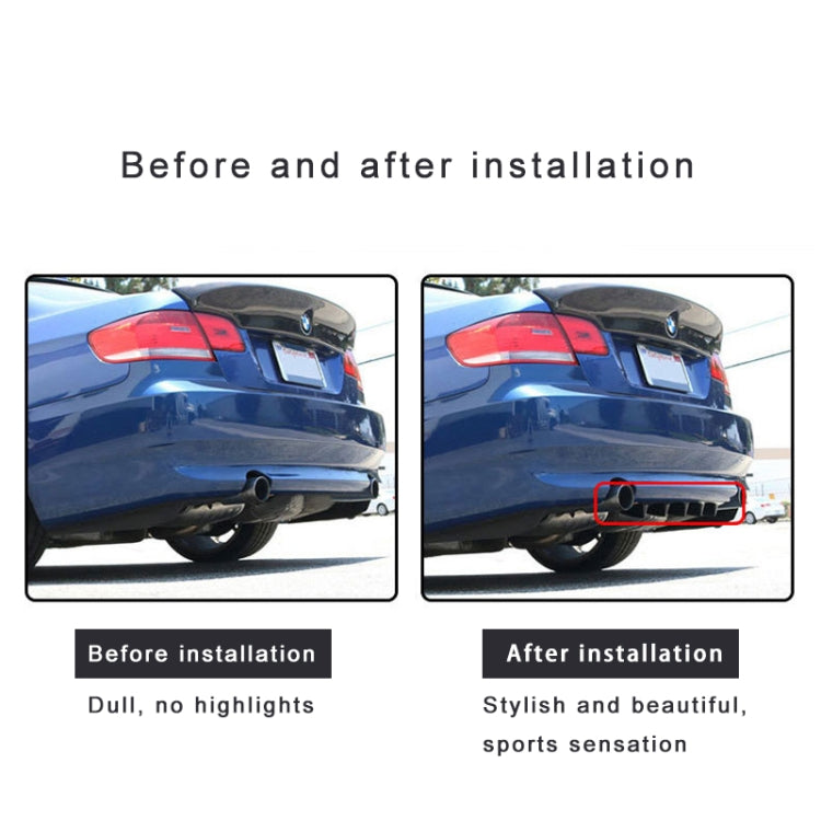 Universal Car Rear Bumper Lip Diffuser 5 Shark Fin Style Carbon Fiber ABS, Size: 58.4 x 53.3 x 15.2cm, 60.0x18.0x5.0cm Carbon Fiber
