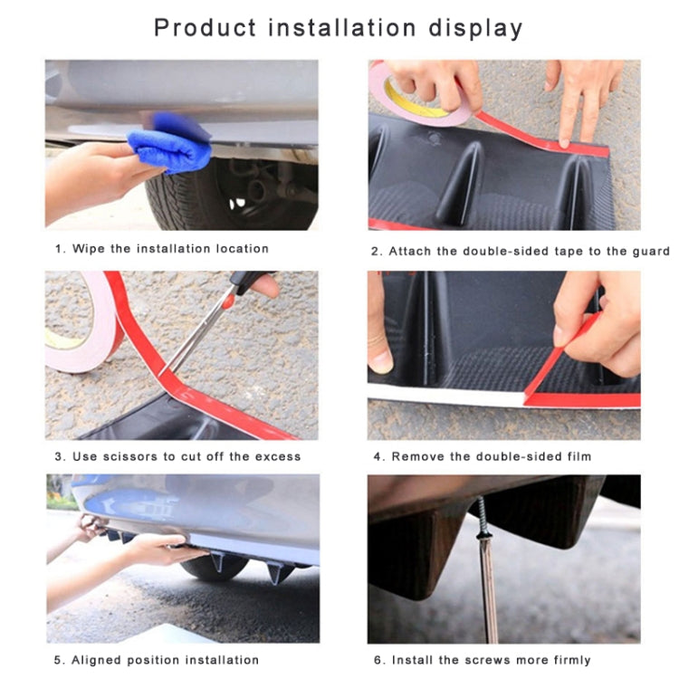 Universal Car Rear Bumper Lip Diffuser 5 Shark Fin Style Carbon Fiber ABS, Size: 58.4 x 53.3 x 15.2cm, 60.0x18.0x5.0cm Carbon Fiber
