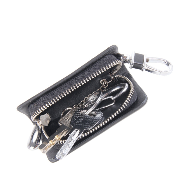 Universal Leather Carbon Fiber Texture Waist Hanging Zipper Wallets Key Holder Bag (No Include Key), Carbon Fiber Texture