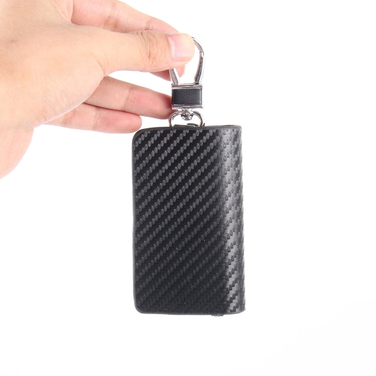 Universal Leather Carbon Fiber Texture Waist Hanging Zipper Wallets Key Holder Bag (No Include Key), Carbon Fiber Texture