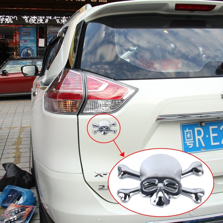 Skull And Cross Bone Shape Shining Metal Car Universal Sticker, Cross Bone