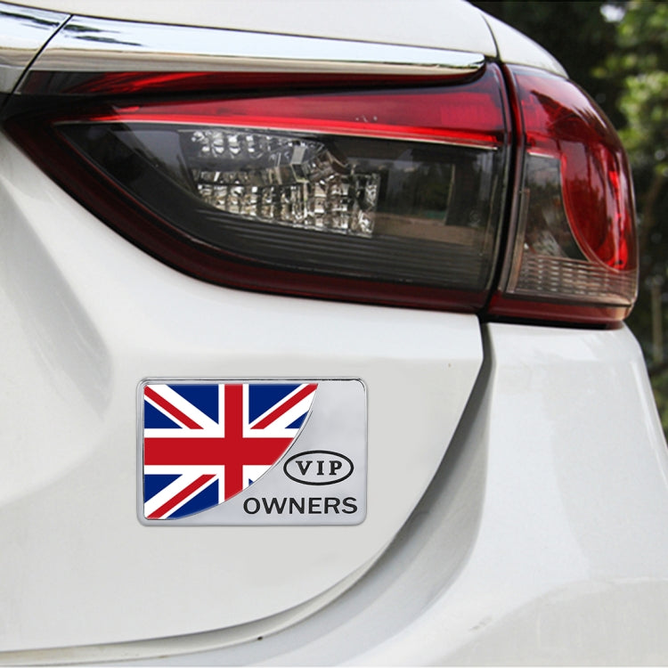 Universal Car UK Flag Rectangle Shape VIP Metal Decorative Sticker, UK Flag (Gold), UK Flag (Silver)