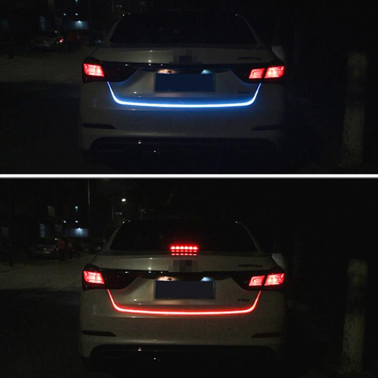 1.5m Car Auto Waterproof Universal Four Color Rear Flowing Light Tail Box Lights with Tail Light Controller, Ice Blue Light Driving Light, White Light Reversing Light, Red Light Brake Light, Yellow Light Turn Signal Light, LED Lamp Strip Tail Decoratio...
