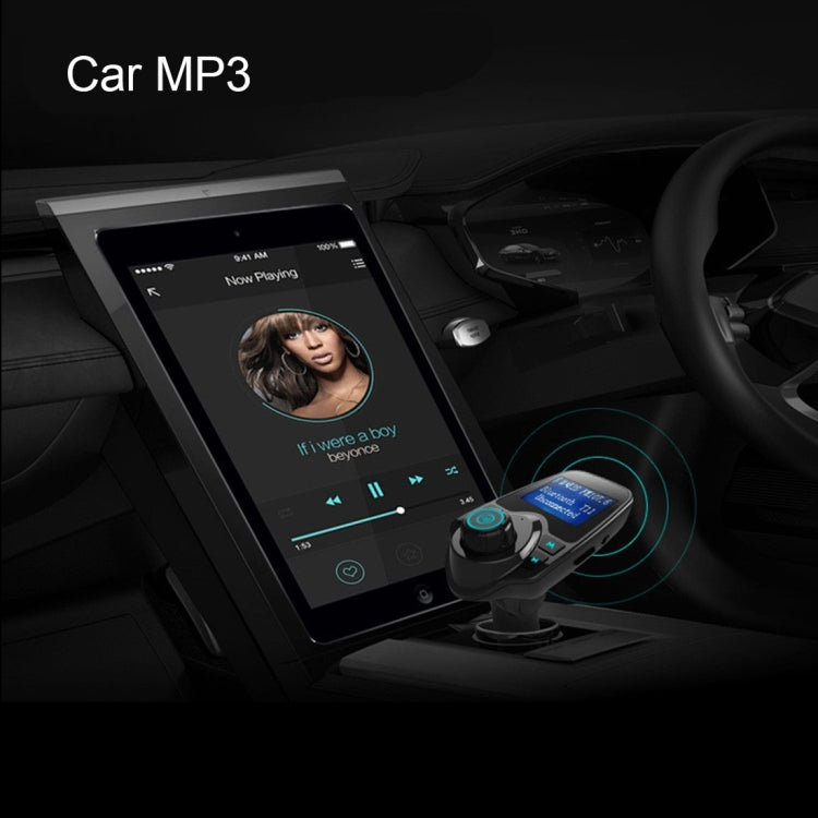 مشغل MP3 للسيارة T11 مزود بخاصية بلوتوث وجهاز إرسال FM بشاشة LED، يدعم الشحن بمنفذ USB مزدوج، وخاصية التشغيل بدون استخدام اليدين وبطاقة TF وU Disk Music، T11