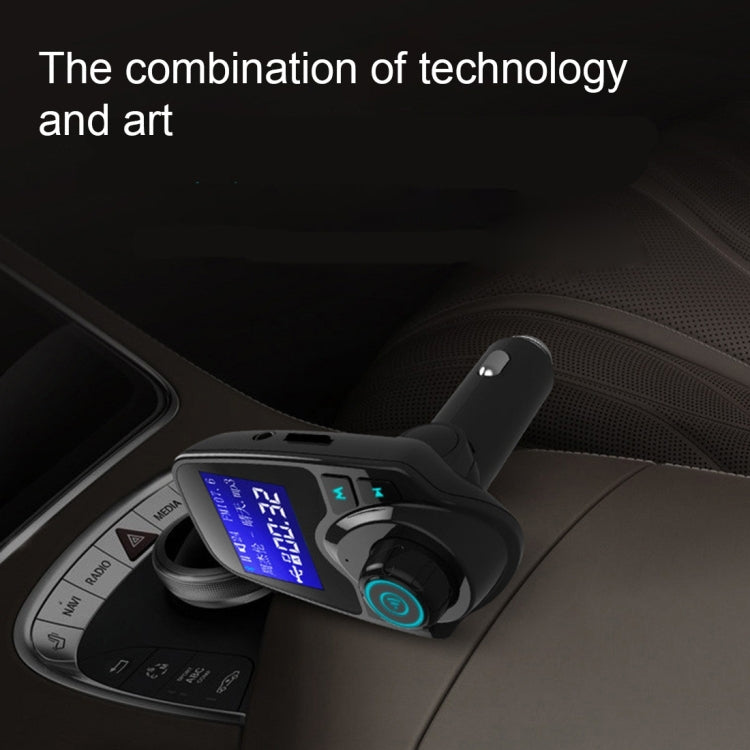 مشغل MP3 للسيارة T11 مزود بخاصية بلوتوث وجهاز إرسال FM بشاشة LED، يدعم الشحن بمنفذ USB مزدوج، وخاصية التشغيل بدون استخدام اليدين وبطاقة TF وU Disk Music، T11
