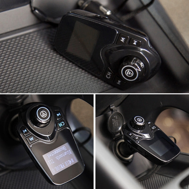 مشغل MP3 للسيارة T11 مزود بخاصية بلوتوث وجهاز إرسال FM بشاشة LED، يدعم الشحن بمنفذ USB مزدوج، وخاصية التشغيل بدون استخدام اليدين وبطاقة TF وU Disk Music، T11
