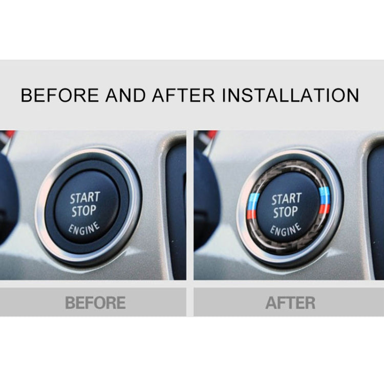 ملصق زخرفي لحلقة زر تشغيل المحرك من ألياف الكربون الناعمة لسيارة BMW E90 / E92 / E93 2005-2012، ملصق زخرفي لحلقة ناعمة
