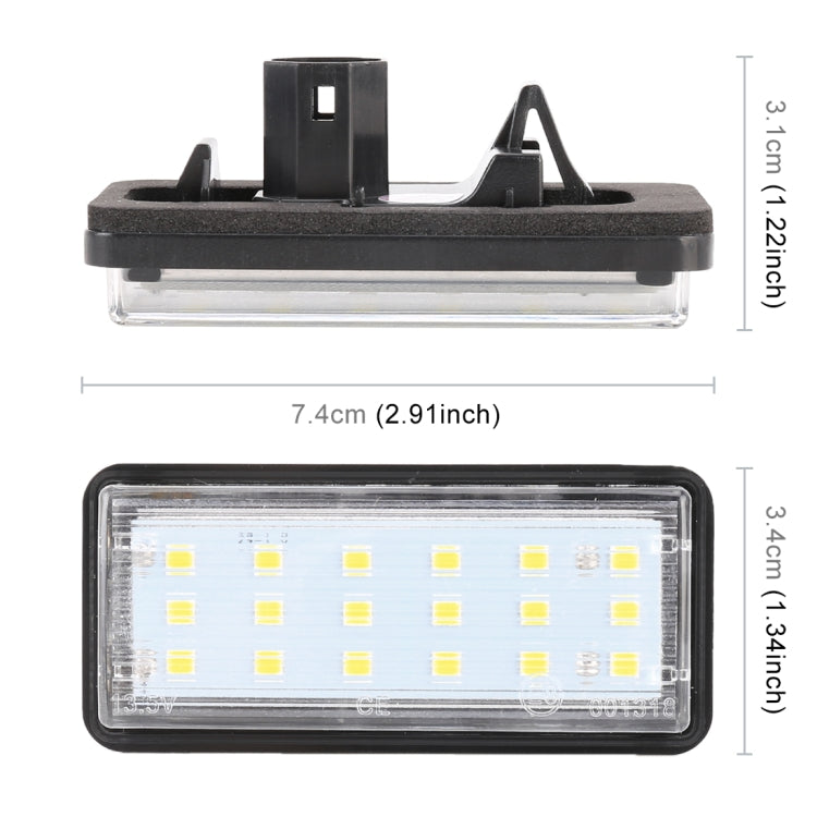 قطعتان من مصابيح لوحة ترخيص السيارة LED DC12V / 1.5W / 6000K / 100LM، 18 مصباح SMD-3528، لسيارة لكزس