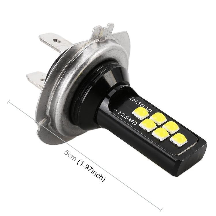 قطعتان من مصابيح الضباب H7 DC9-16V / 3.5 واط / 6000 كلفن / 320 لومن، 12 مصباح LED SMD-ZH3030، مع تيار مستمر، H7