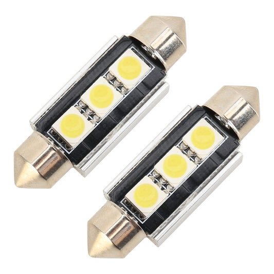 10 قطع 39 مم DC12V / 1.7 واط / 7000 كلفن / 70 لومن 3 مصابيح LED SMD-5050 مصباح قراءة للسيارة، 39 مم، 3 مصابيح LED SMD-5050