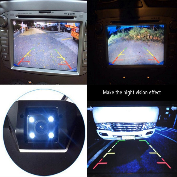 JX-9488 720x540 Effective Pixel NTSC 60HZ CMOS II Universal Waterproof Car Rear View Backup Camera with 2W 80LM 5000K White Light 4LED Lamp, DC 12V, Wire Length: 4m, White, Silver