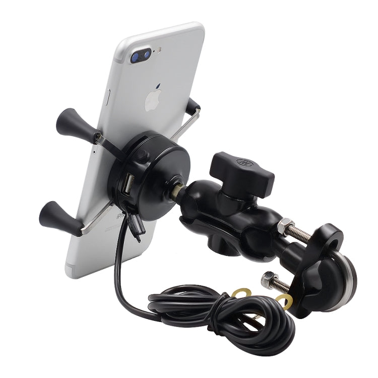 Motorcycle X Shape Aluminum Alloy Phone Bracket 5V 2.1A Phone Charger, CS-416A3