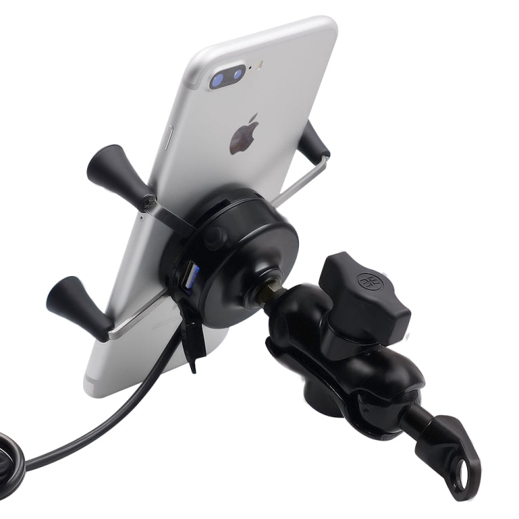 Motorcycle X Shape Aluminum Alloy Phone Bracket 5V 2.1A Phone Charger, CS-416A3