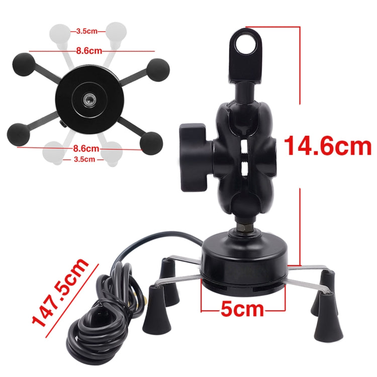 Motorcycle X Shape Aluminum Alloy Phone Bracket 5V 2.1A Phone Charger, CS-416A3