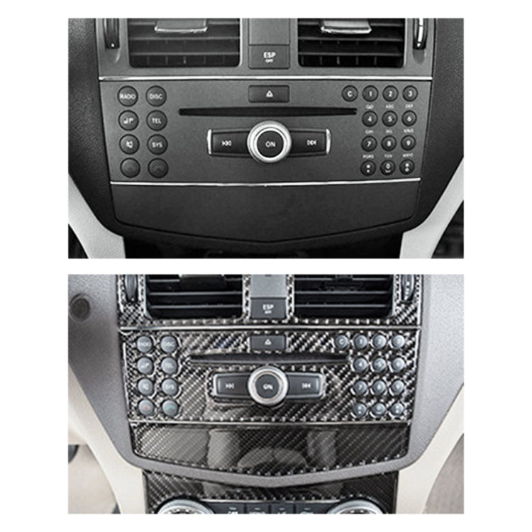 قطعتان من ملصقات ديكورية من ألياف الكربون لإطار ضبط أقراص CD لسيارة مرسيدس بنز W204 2007-2010، إطار ضبط أقراص CD (أ)