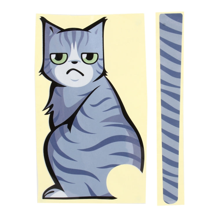 Vehicle Car Rear Windshield Window Wiper Reflective Self-Adhesive Cat Moving Tail Vinyl Decal Sticker, Frowning Cat, Smiling Cat