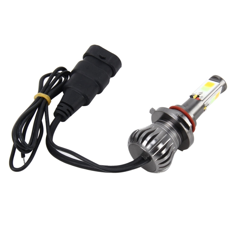 2 PCS 9006 HB4 6W 400LM Car LED Three-side COB Chips Fog Light Lamp Replacement, (White Light+Yellow Light), 9006 HB4