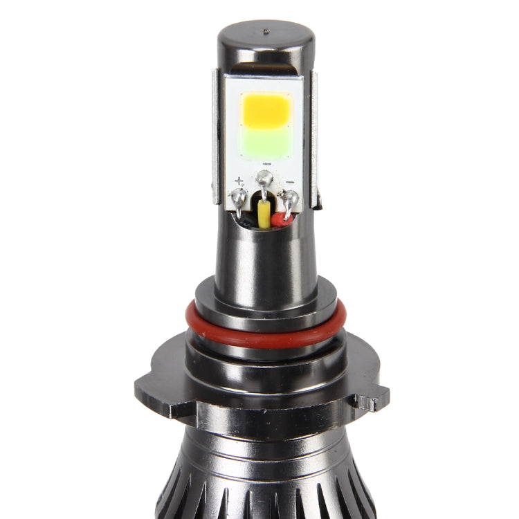 2 PCS 9006 HB4 6W 400LM Car LED Three-side COB Chips Fog Light Lamp Replacement, (White Light+Yellow Light), 9006 HB4