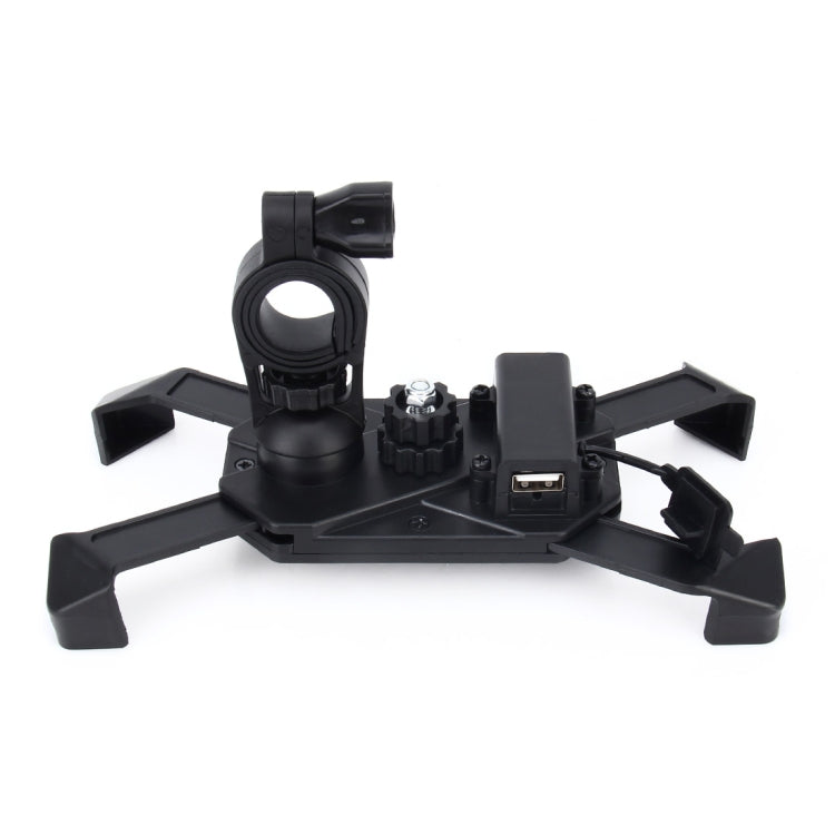 Motorcycle Bike Handlebar 5V 2.4A USB Charger Adjustable Angle Holder for 3.5-6 inch Phone, GPS, Adjustable Angle Holder