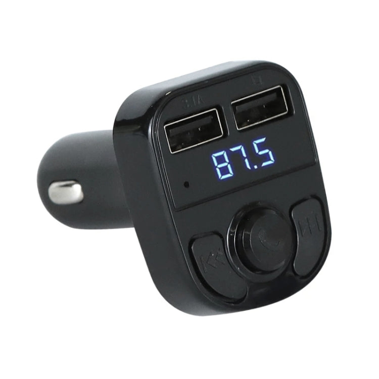 X8 Car MP3 Wireless Stereo Music Player Full Frequent FM Transmitter Wireless Car Charger Adapter with Dual USB Ports Digital Display Support U Disk and TF Card Wireless Headset for Mobile Phone, X8 3 in 1