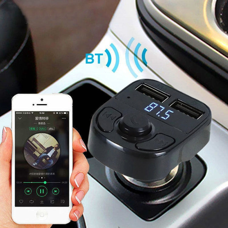 X8 Car MP3 Wireless Stereo Music Player Full Frequent FM Transmitter Wireless Car Charger Adapter with Dual USB Ports Digital Display Support U Disk and TF Card Wireless Headset for Mobile Phone, X8 3 in 1