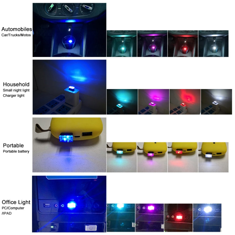 Universal PC Car USB LED Atmosphere Lights Emergency Lighting Decorative Lamp, Ice Blue, Blue Light, Pink Light, Green Light, Red Light, White Light, Yellow Light