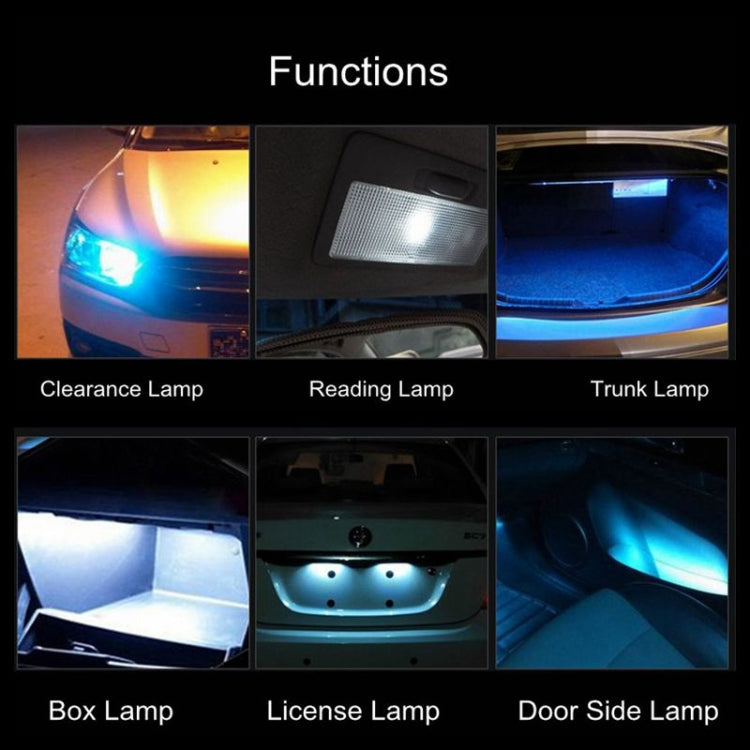 10 PCS T10/W5W/194/501/168 0.4W 20LM 6500K COB Bulbs Car Reading Lamp Clearance Light, DC 12V, Ice Blue Light, White Light
