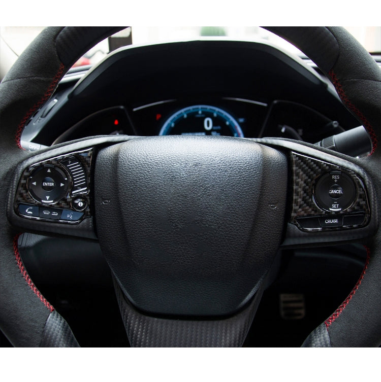 2 in 1 Carbon Fiber Steering Wheel Button Trim Interior DIY Sticker for Honda Civic 10th Gen 2016-2019(Deluxe), Wheel Button Trim