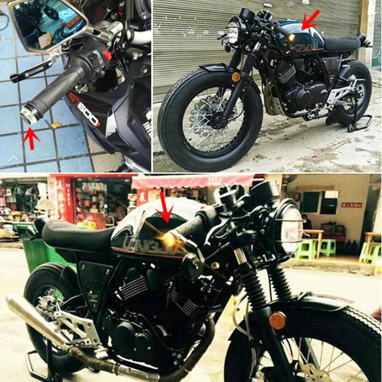 Pair Motorcycle Turn Signal Light Grip Bar Plug Strobe Side Marker End LED Handlebar Lamp, Turn Double Light, Blue Light, Pink Light, Green Light, Red Light