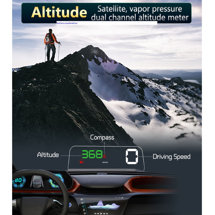 T900 Car GPS HUD Virtual HD Reflection Board Head-up Display, Speed & Driving Distance / Time Display, Over Speed & Voltage & Low Voltage Alarm, Fatigue Driving, T900 Green + White, T900 Blue + White, T900 White