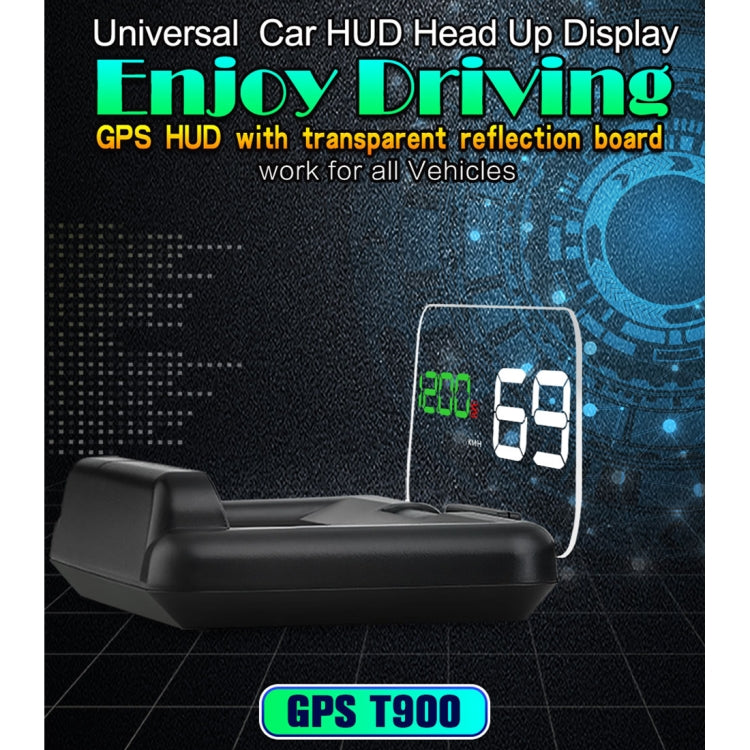T900 Car GPS HUD Virtual HD Reflection Board Head-up Display, Speed & Driving Distance / Time Display, Over Speed & Voltage & Low Voltage Alarm, Fatigue Driving, T900 Green + White, T900 Blue + White, T900 White
