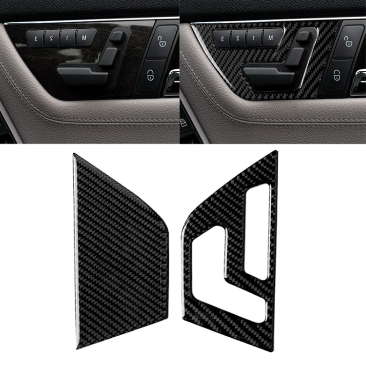 2 PCS Car Carbon Fiber Right Drive Seat Adjustment Panel Decorative Sticker for Mercedes-Benz W204 2007-2013, Right Drive Seat Adjustment