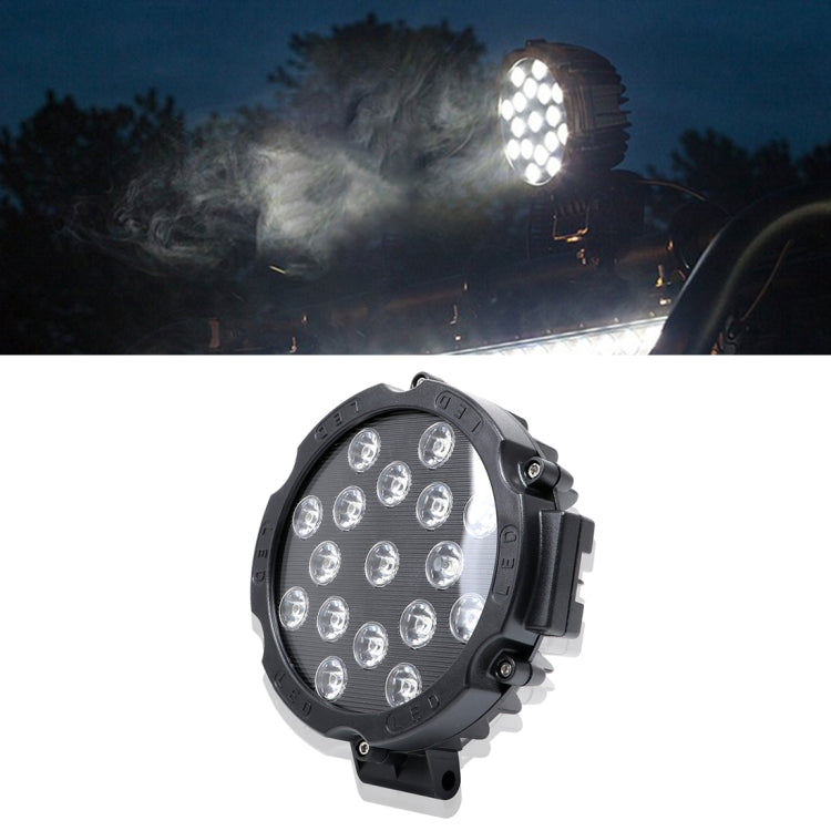 2 PCS 51W 3500LM 6500K White Light 17 LED Waterproof Car Boat Marine Work Lights Spotlight LED Bulbs, 30 Degrees Adjustable, DC 10-30V, 51W, Spot Light+51W