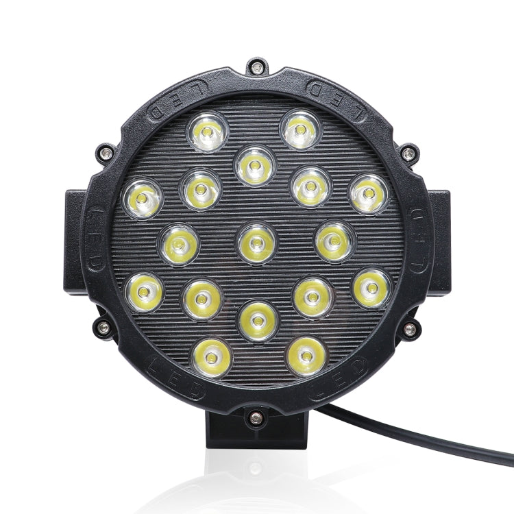 2 PCS 51W 3500LM 6500K White Light 17 LED Waterproof Car Boat Marine Work Lights Spotlight LED Bulbs, 30 Degrees Adjustable, DC 10-30V, 51W, Spot Light+51W