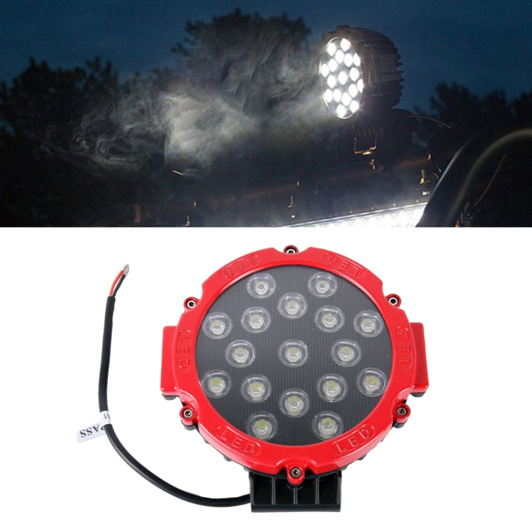 2 PCS 51W 3500LM 6500K White Light 17 LED Waterproof Car Boat Marine Work Lights Spotlight LED Bulbs, 30 Degrees Adjustable, DC 10-30V, 51W, Spot Light+51W