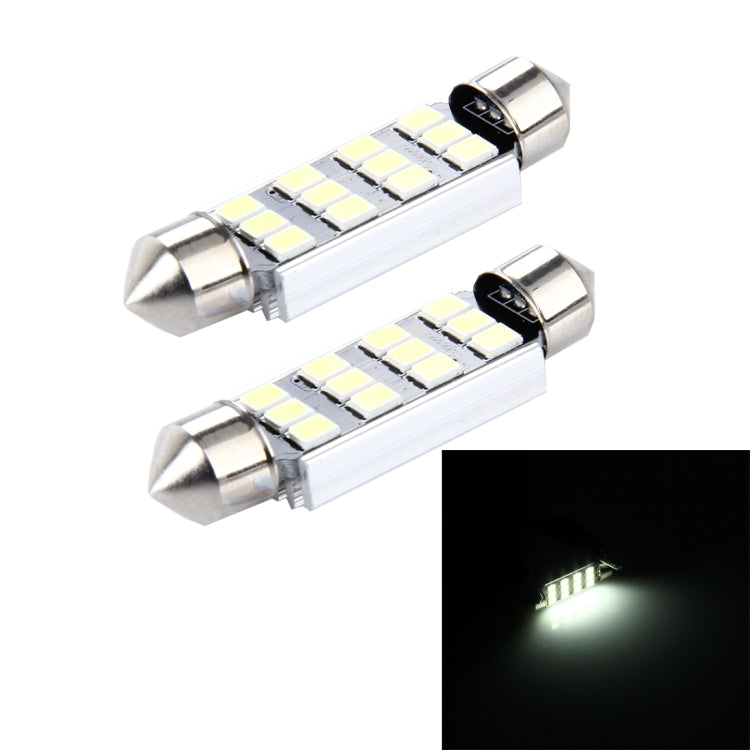 2 PCS 3.5W 250 LM 6000K 41MM 12 SMD-2835 LEDs Bicuspid Port Decoding Car Dome Lamp LED Reading Light, DC 12V, 41MM
