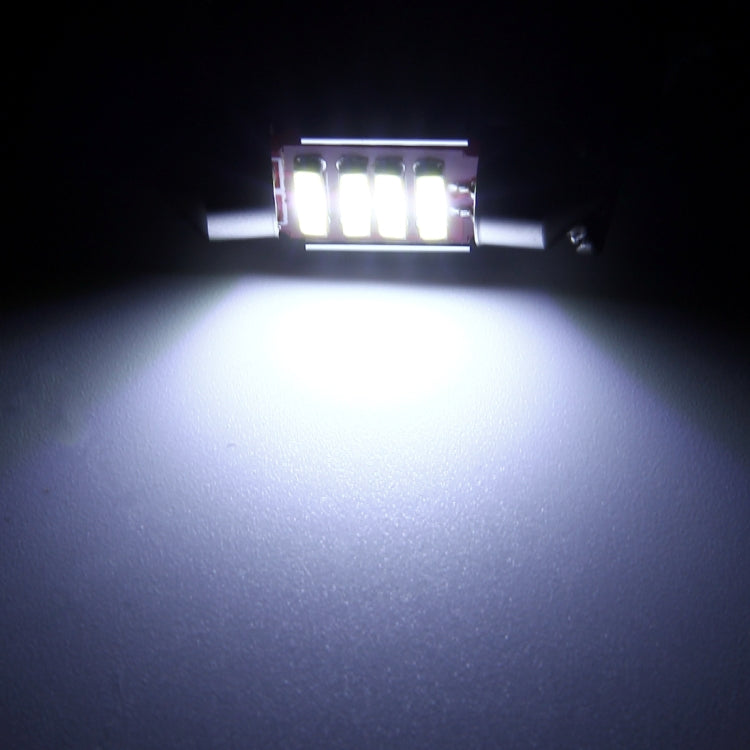 2 PCS 2W 100 LM 6000K 31MM 4 SMD-7020 LEDs Bicuspid Port Decoding Car Dome Lamp LED Reading Light, DC 12V, 31MM