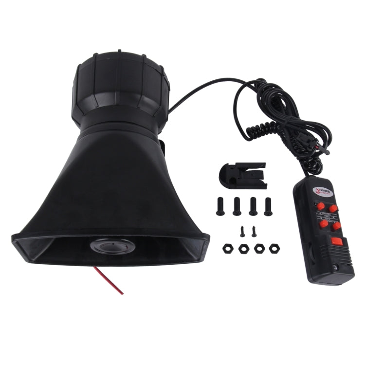 HJS-78005 12 فولت 60 واط 300 ديسيبل بوق هوائي كهربائي للسيارة، مكبر صوت صفارة الإنذار، 5 نغمات صوتية/3 نغمات صوتية، صوت عالٍ للغاية مع ميكروفون، طول الكابل: 60 سم، HJS-78005